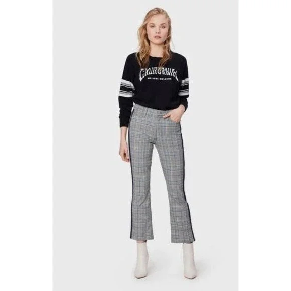 Mother The Insider Ankle Pants Sz 28 Black Blue White Houndstooth Stripe Denim